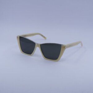Saint Laurent SL369 KATE 004 Sunglasses Ivory Cat Eye Frame, Grey Lenses